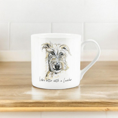 Lurcher Mug Coaster Gift Set Lifes Better with a Lurcher