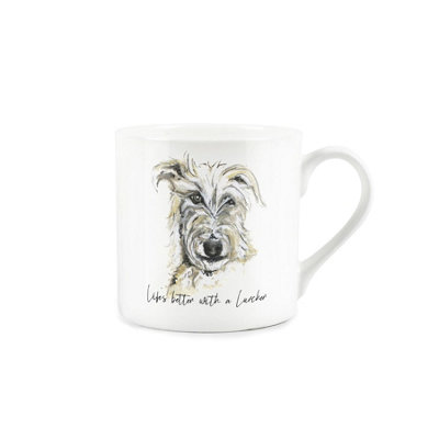 Lurcher Mug Lifes Better with A Lurcher Bone China White Mug