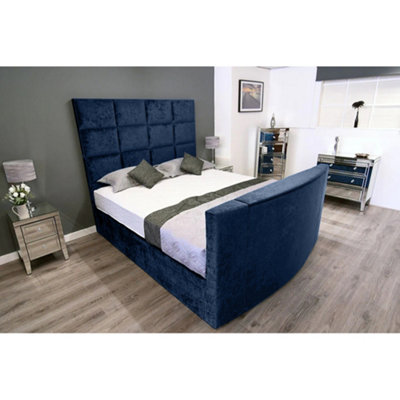 Lurvi Plush Velvet Blue TV Bed Frame