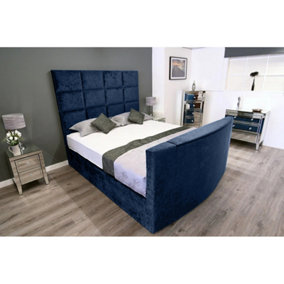 Lurvi Plush Velvet Blue TV Bed Frame
