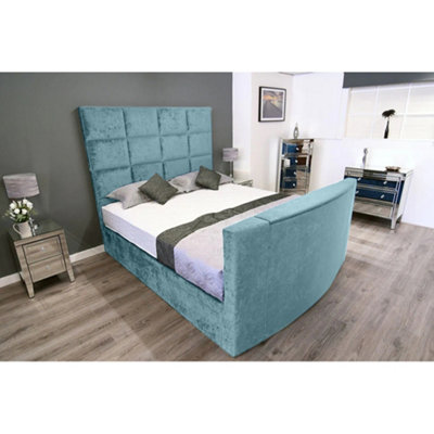 Lurvi Plush Velvet Duck Egg TV Bed Frame