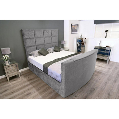 Lurvi Plush Velvet Silver TV Bed Frame