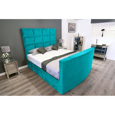 Lurvi Plush Velvet Teal TV Bed Frame