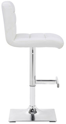 Luscious Breakfast Bar Stool, Chrome Footrest, Height Adjustable Swivel Gas Lift, Home Bar & Kitchen Faux-Leather Barstool, White