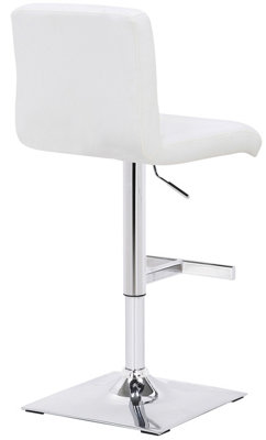 Luscious Breakfast Bar Stool, Chrome Footrest, Height Adjustable Swivel Gas Lift, Home Bar & Kitchen Faux-Leather Barstool, White