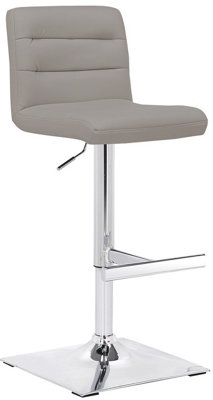 Luscious Breakfast Bar Stool, Faux Leather, Chrome Footrest, Adjustable Height Swivel Gas Lift, Grey