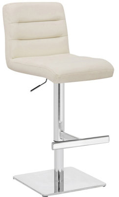 Luscious Deluxe Breakfast Bar Stool, Chrome Footrest, Adjustable Height Swivel Gas Lift, Home Bar & Kitchen Barstool, Cream