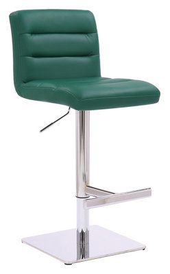 Luscious Deluxe Breakfast Bar Stool, Chrome Footrest, Height Adjustable Swivel Gas Lift, Home Bar & Kitchen Barstool, Sage Green