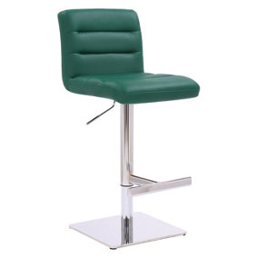 Luscious Deluxe Breakfast Bar Stool, Chrome Footrest, Height Adjustable Swivel Gas Lift, Home Bar & Kitchen Barstool, Sage Green