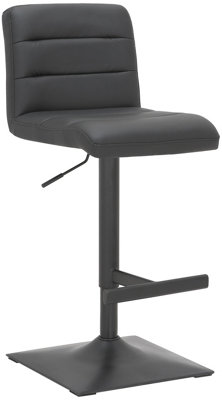 Luscious Kitchen Bar Stool, Matt Black Footrest & Base, Height Adjustable Swivel Gas Lift, Breakfast Bar & Home Barstool, Black