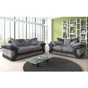 Lush 3+2 fabric Grey Jumbo Corduroy Sofa set - Foam Seats - wooden feet - 3 seater - 2 seater