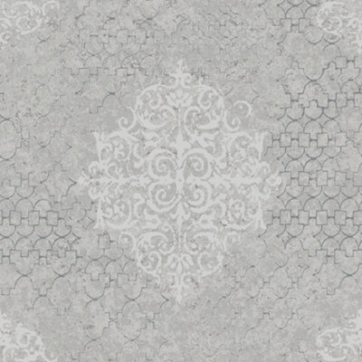 Lustre Collection Metallic Embossed Damask Wallpaper Roll