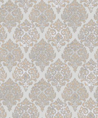 Lustre Collection Metallic Embossed Modern Damask A4 Wallpaper Sample