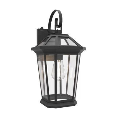 LUTEC Traditional Black LED Outdoor Wall Lantern with Dusk to Dawn