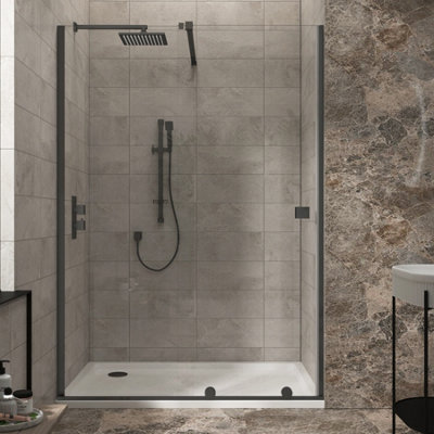Luton 1600mm Wet Room Recessed Sliding Shower Screen 8mm Easy Clean ...