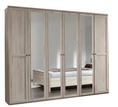 LUTON  6 door 4 mirror oak wardrobe