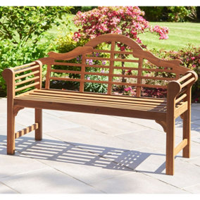 Lutyens Style Wooden Garden 2 Seater Bench Natural finish Acacia Hardwood W129 x D52 x H89cm