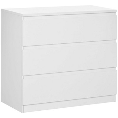LUVILO WOOD WHITE 3-DRAWER STORAGE CHEST - HANDLELESS MINIMALIST DESIGN ...