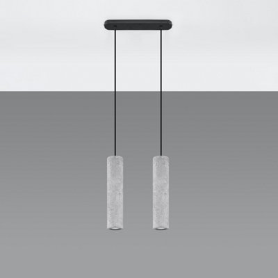 Luvo Concrete Grey 2 Light Classic Pendant Ceiling Light