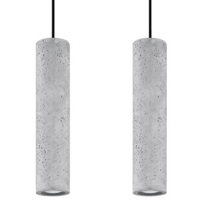 Luvo Concrete Grey 2 Light Classic Pendant Ceiling Light
