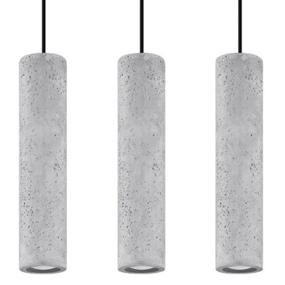 Luvo Concrete Grey 3 Light Classic Pendant Ceiling Light
