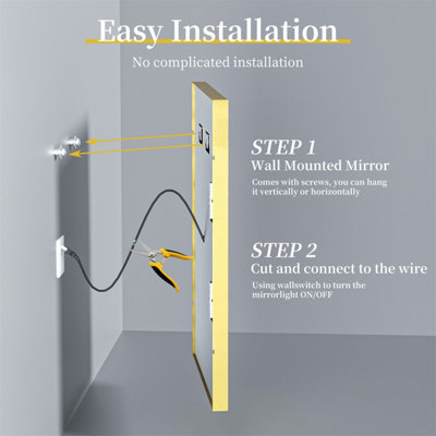 LUVODI 1000x600mm Bathroom Mirror Rectangle Brass Framed Wall Mount LED Illuminated-Touch Sensor, Anti-fog