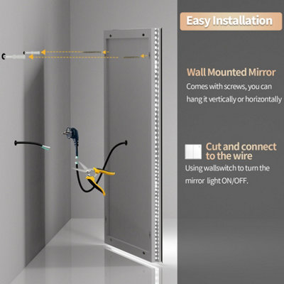 LUVODI 1000x600mm LED Bathroom Mirror Anti Fog Wall Mounted Makeup Mirrors,Front & Backlit