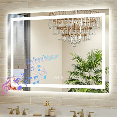 LUVODI 100x70cm Bluetooth LED Bathroom Mirror with Memory Function ...