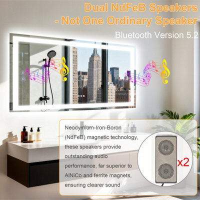 LUVODI 100x70cm Bluetooth LED Bathroom Mirror with Memory Function ...