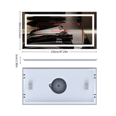 LUVODI 1200x600mm Bathroom Mirror LED Lights Large Illuminated Mirror ...