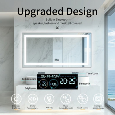 LUVODI 1200x600mm Bathroom Mirror LED Lights Large Illuminated Mirror ...