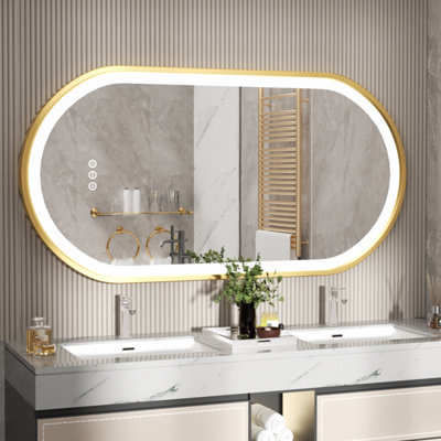 LUVODI 1200x600mm Oval LED Bathroom Mirror Illuminated Light Innovative Makeup Mirror, Anti-Fog