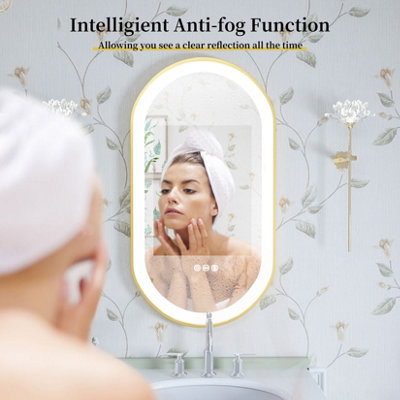 LUVODI 1200x600mm Oval LED Bathroom Mirror Illuminated Light Innovative Makeup Mirror, Anti-Fog