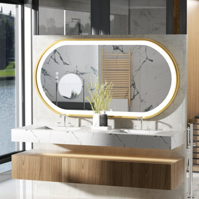 LUVODI 1200x600mm Oval LED Bathroom Mirror Illuminated Light Innovative Makeup Mirror, Anti-Fog
