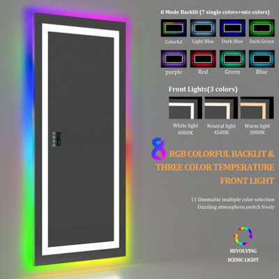 LUVODI 1200x600mm Smart Large LED Bathroom Mirror RGB Illuminated Bluetooth Time Digital Display, Anti-Fog