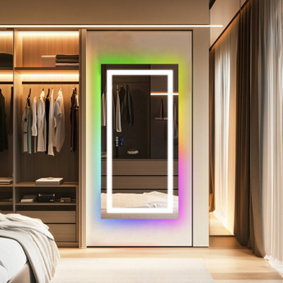 LUVODI 1200x600mm Smart Large LED Bathroom Mirror RGB Illuminated Bluetooth Time Digital Display, Anti-Fog