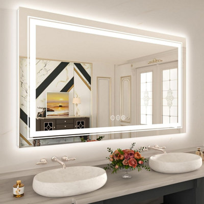 LUVODI 1200x800mm Large Dual LED Wall Mirror Bathroom Mirrors Vanity Makeup Anti-fog Waterproof HD