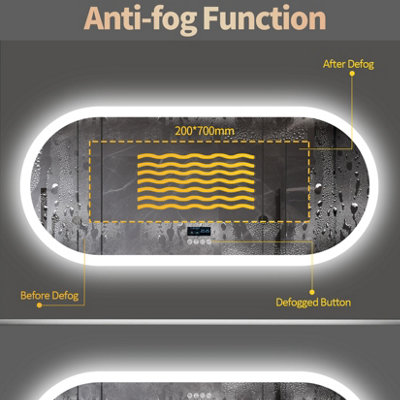 LUVODI 120x60cm Large Oval Bluetooth LED Lighted Bathroom Mirror Smart Defogger Makeup Mirror,Backlit,Dimmable,Memory Function