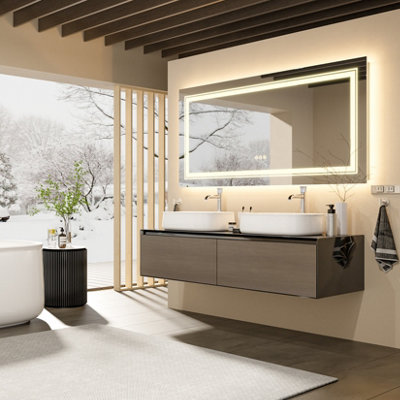 LUVODI 1510mm x 780mm LED Illuminated Bathroom Mirror Extra Large Anti ...
