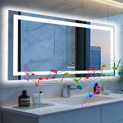 LUVODI 1510x780mm XXL LED Lighted Bathroom Mirror with Bluetooth ...