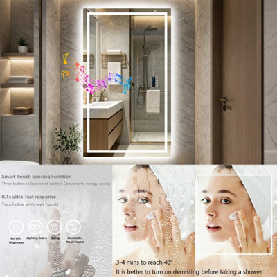 LUVODI 1600x800mm Bluetooth LED Bathroom Mirrors Music Temperature Anti-fog Vanity Mirror