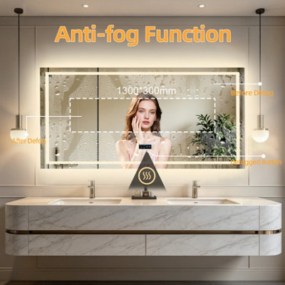 LUVODI 1600x800mm Bluetooth LED Bathroom Mirrors Music Temperature Anti-fog Vanity Mirror