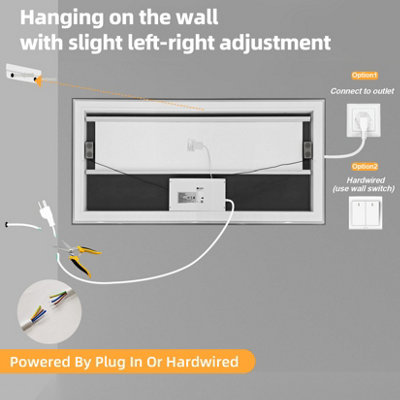 LUVODI 1600x800mm Bluetooth LED Bathroom Mirrors Music Temperature Anti-fog Vanity Mirror