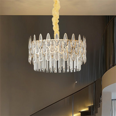 LUVODI 40CM Small Modern Luxury Crystal Pendant Lamp Villa Living Room Rain Drop Bar Ceiling Light
