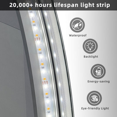 LUVODI 500mm Round LED Bathroom Mirrors Wall Mount Fogless Backlit Dimmable
