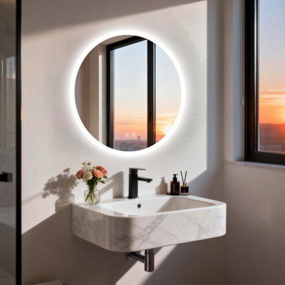 LUVODI 500mm Round LED Bathroom Mirrors Wall Mount Fogless Backlit Dimmable