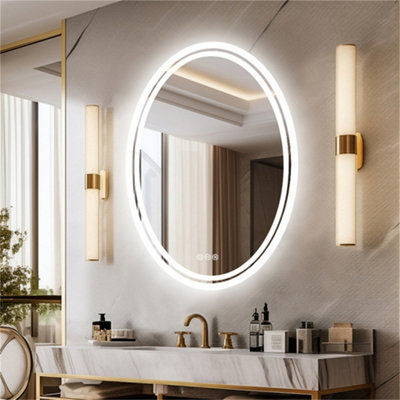 LUVODI 500x700mm Large Oval LED Bathroom Mirror Vertical Vanity Touch Mirror Demister Heat Pad