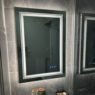 LUVODI 500x700mm LED Bathroom Mirror Front Light and Backlit Vanity Mirror Anti-Fog Wall Mounted