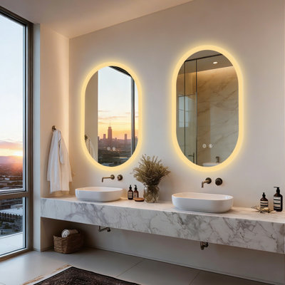 LUVODI 500x800mm Oval LED Bathroom Mirror Anti-fog Dimmable Backlit Vanity Mirrors  Horizontal/Vertical