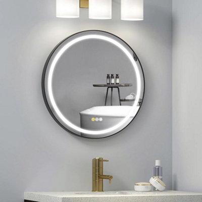 LUVODI 600mm Premium LED Illuminated Round Bathroom Mirror Anti-Fog ...